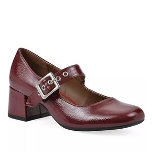White Mountain Women's Burgundy Patent Mary Jane Block Heel